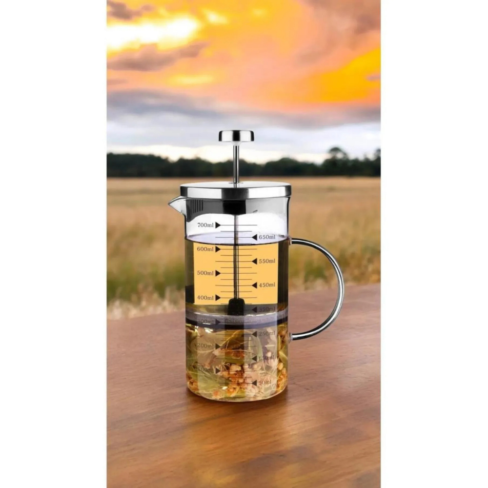 FRENCH COFFEE CAM DEMLİK ÖLÇÜ KABI 700ML