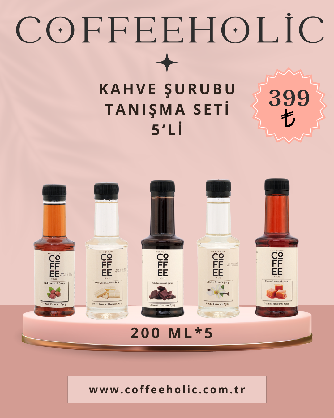 Coffeeholic Kahve Şurubu 5'li Tanışma Seti